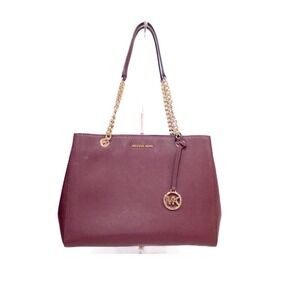 Michael Kors Susannah Tote Bag Saffiano Leather Gold Tone Hardware w/ Bag Charm